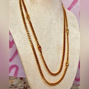 Vintage Gold CD Logo Long Necklace